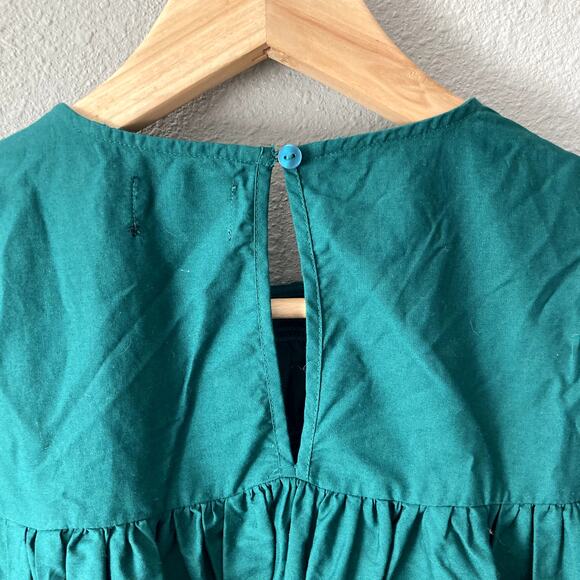 ASOS Design Cotton Shirred Mini Smock Dress - Green - 6 - Picture 7 of 8